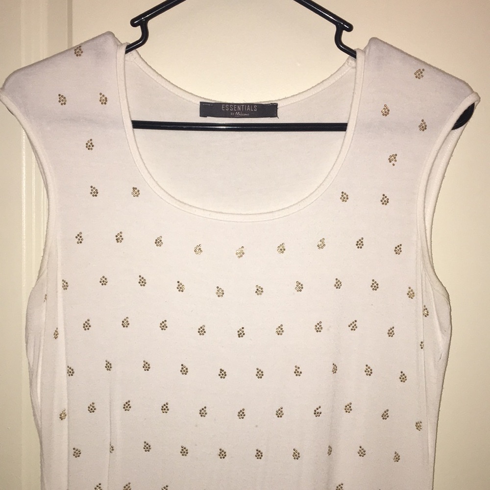 Short Sleeve Gold Embellished White Shirt